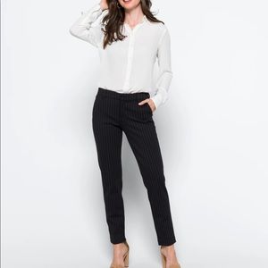 LIVERPOOL RENEE STRAIGHT LEG PRINTED PANT NAVY PINSTRIPE